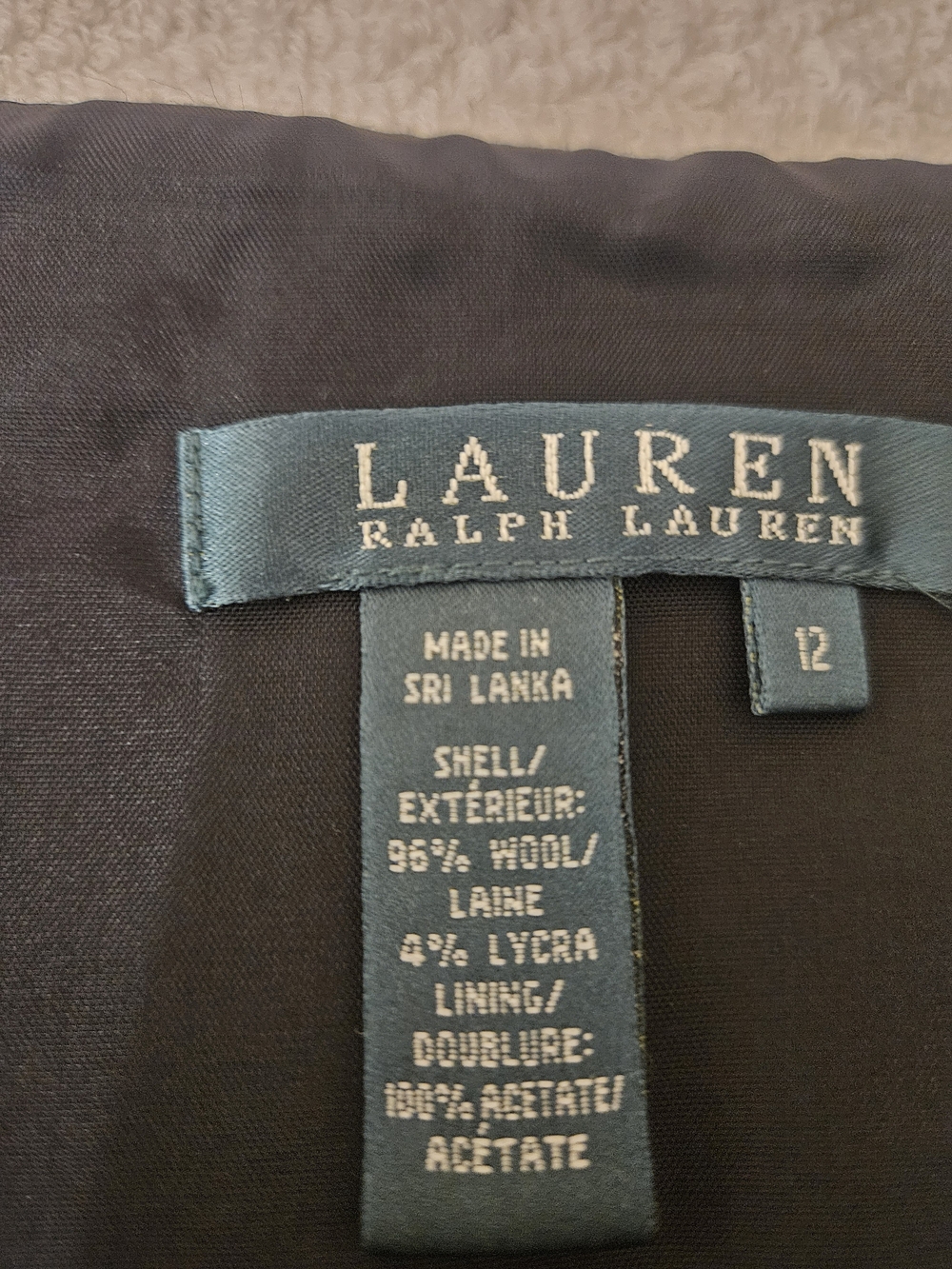 Lauren Ralph Lauren Black Wool Blend A-Line Midi Skirt Dark Academia Sz 12 - Picture 7 of 8